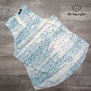 Apt. 9 Petite Zip Back Tank Top Blue White Abstract Print Size PM